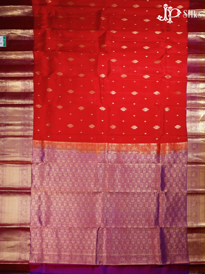Red and Purple Pure Silk Mixed Saree - G325