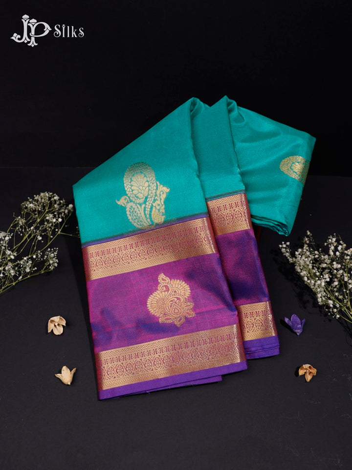 Teal Green and Purple Art Silk Saree - G313