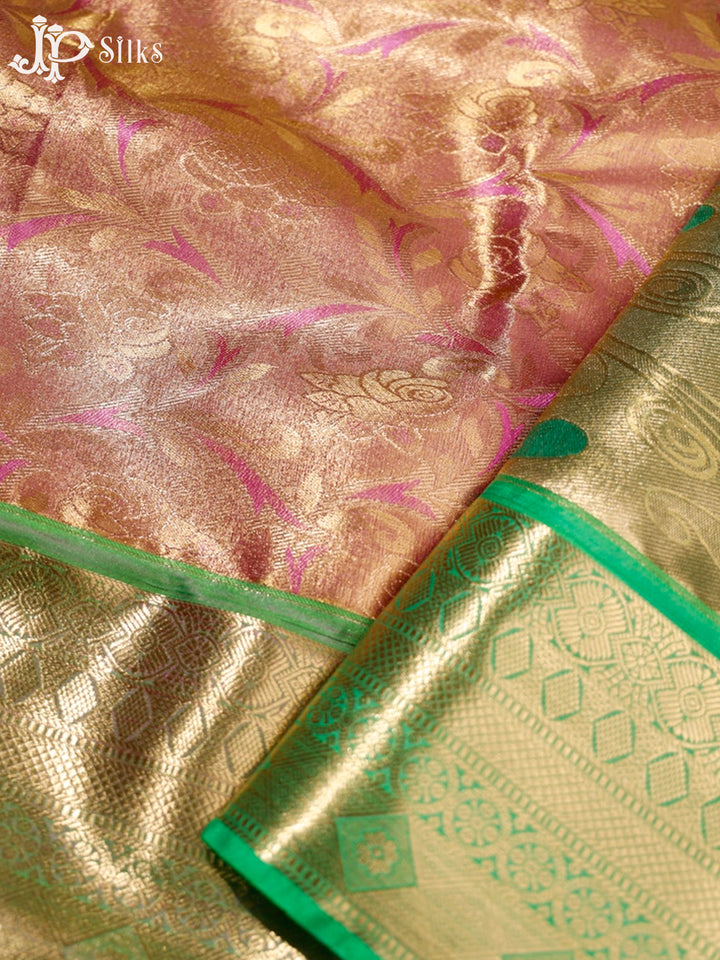 Pink and Light Green Art Silk Saree - G306