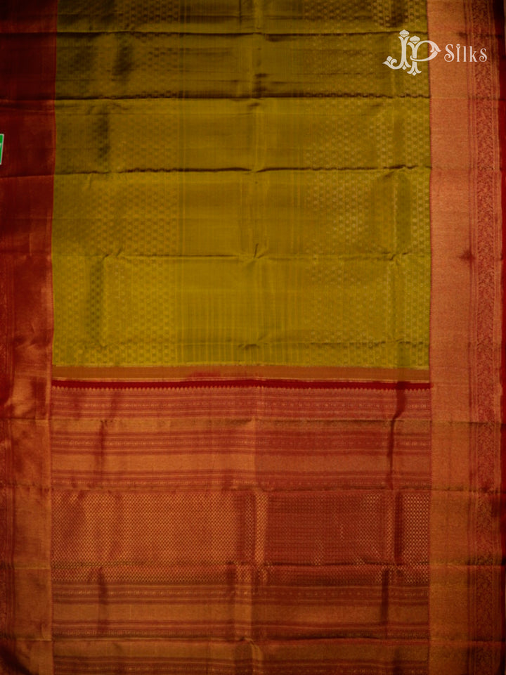 Olive Green & Maroon Kanchipuram Silk Saree - E2483-view6