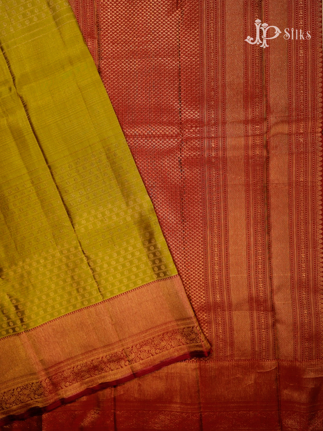 Olive Green & Maroon Kanchipuram Silk Saree - E2483-view3