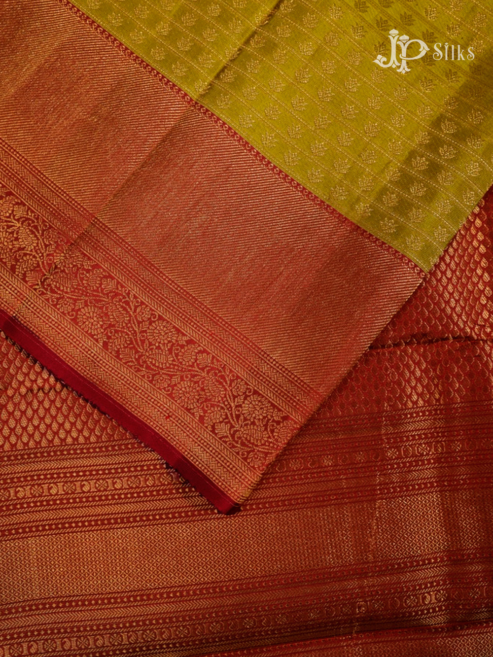 Olive Green & Maroon Kanchipuram Silk Saree - E2483-view2