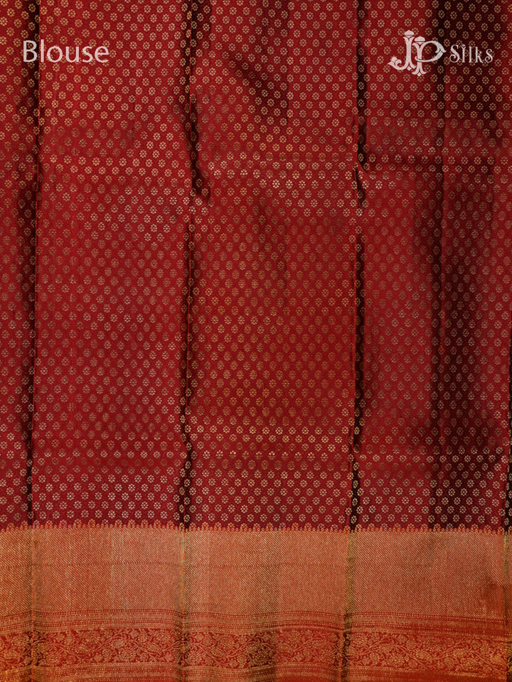 Olive Green & Maroon Kanchipuram Silk Saree - E2483-view7