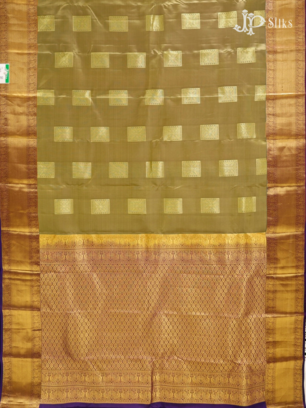 Olive Green & Dark Violet Pure Silk Mix Saree - G820-view5