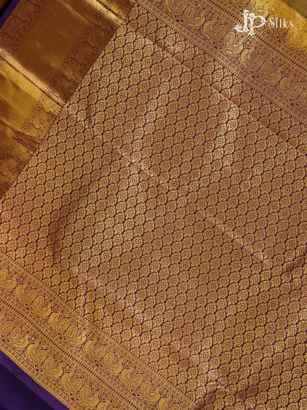 Olive Green & Dark Violet Pure Silk Mix Saree - G820-view4