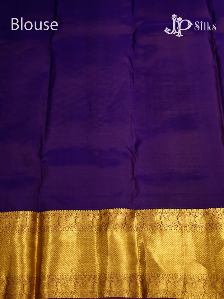 Olive Green & Dark Violet Pure Silk Mix Saree - G820-view6