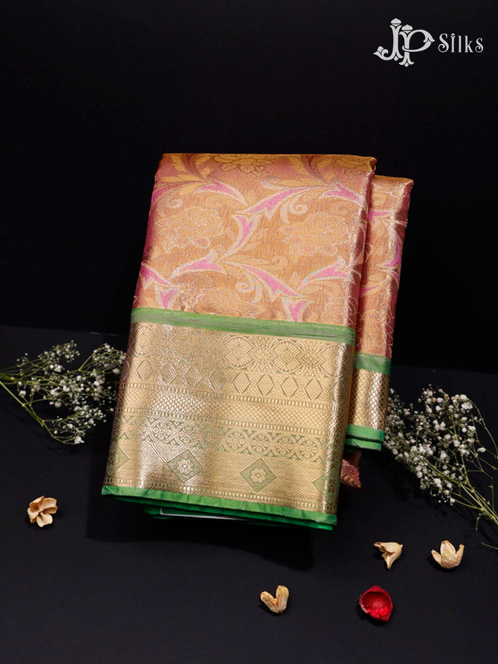 Pink and Light Green Art Silk Saree - G306