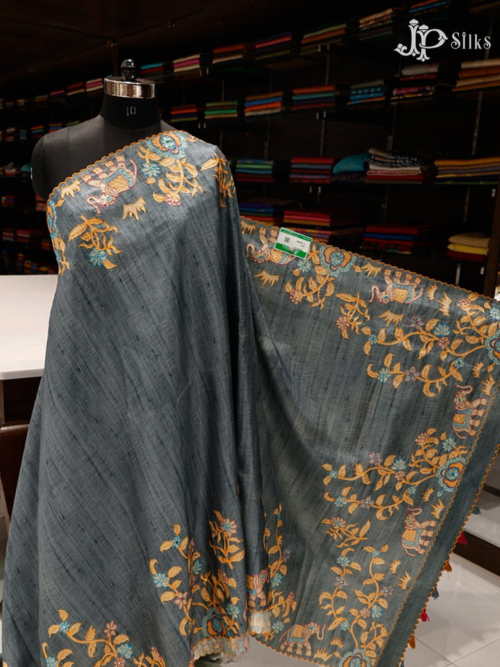 Grey Semi Tussar Saree - G612