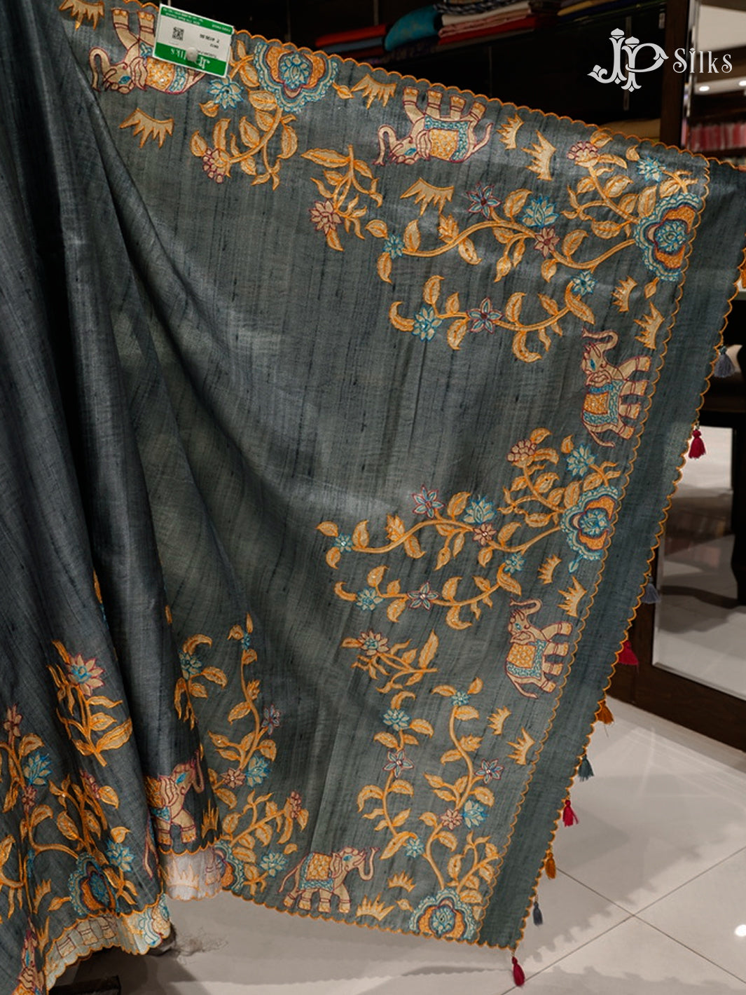 Grey Semi Tussar Saree - G612