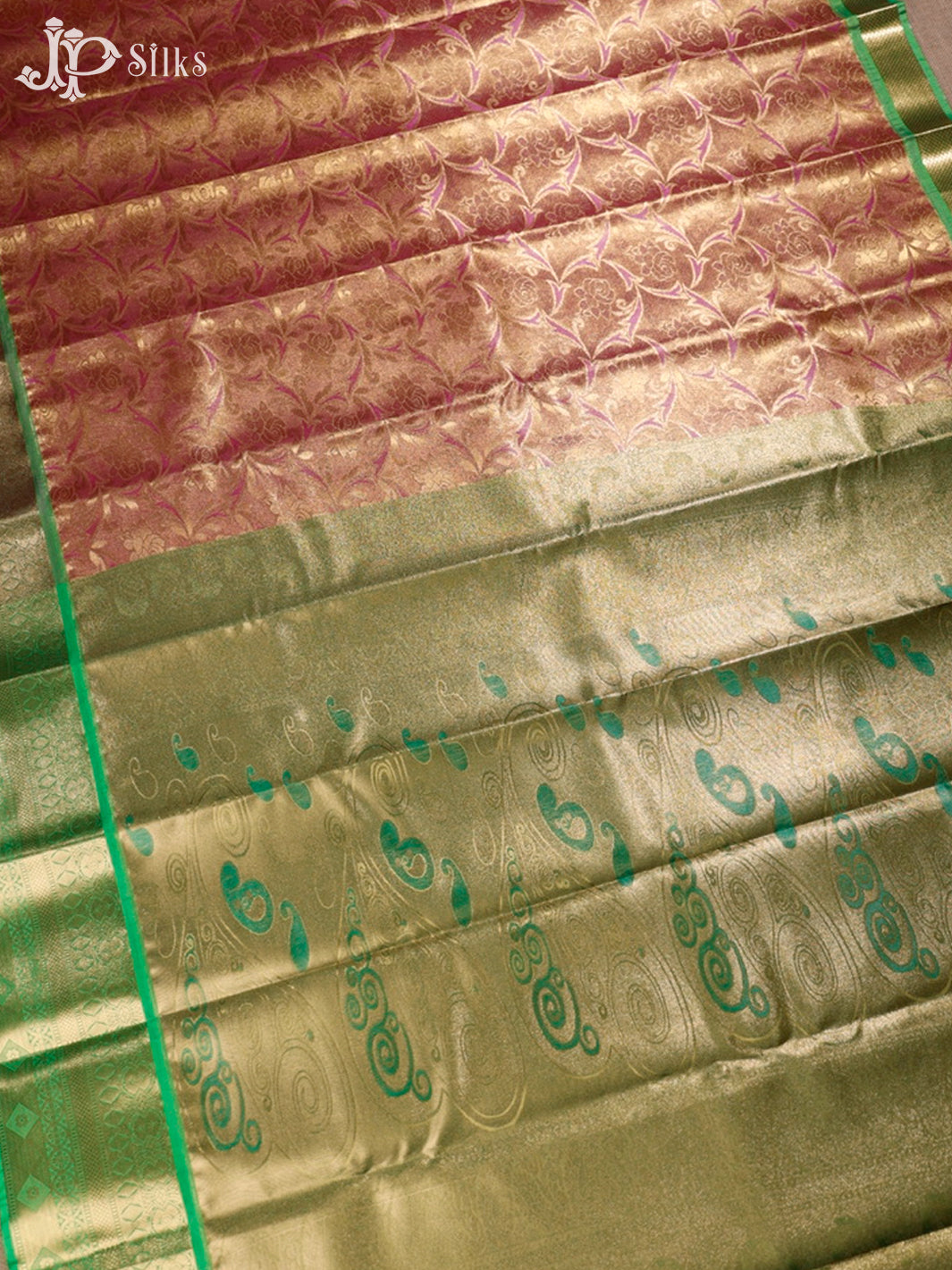 Pink and Light Green Art Silk Saree - G306