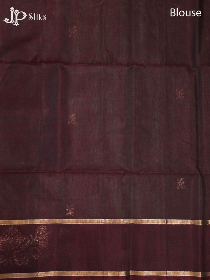 Bottle Green and Brown Kora Cotton Saree - G918