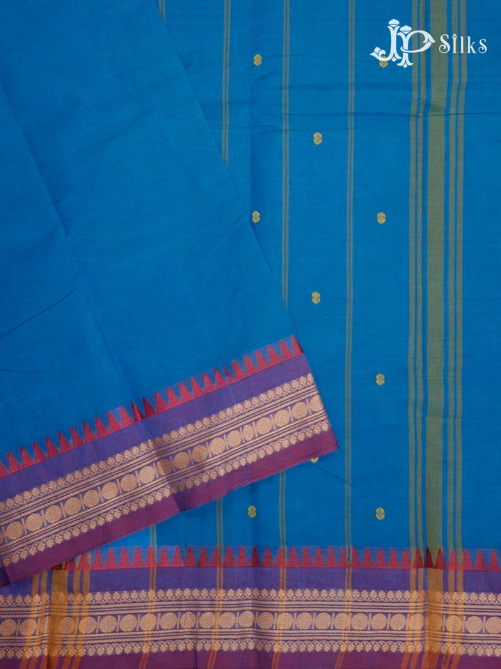 Blue & Light Purple Theni Cotton Saree - G748
