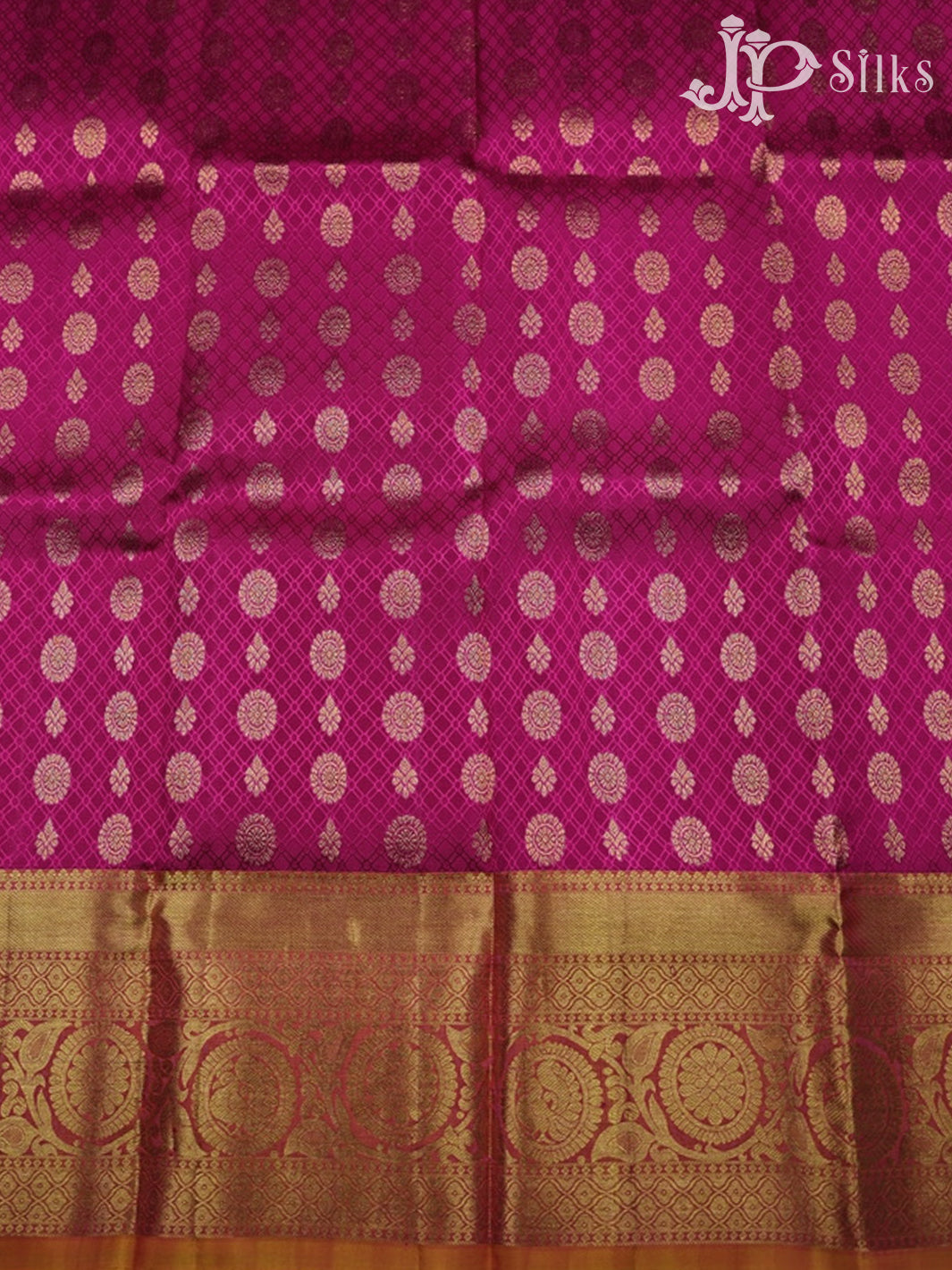 Rani Pink with Sunset Orange Pattu Pavadai - D5935 - View 1