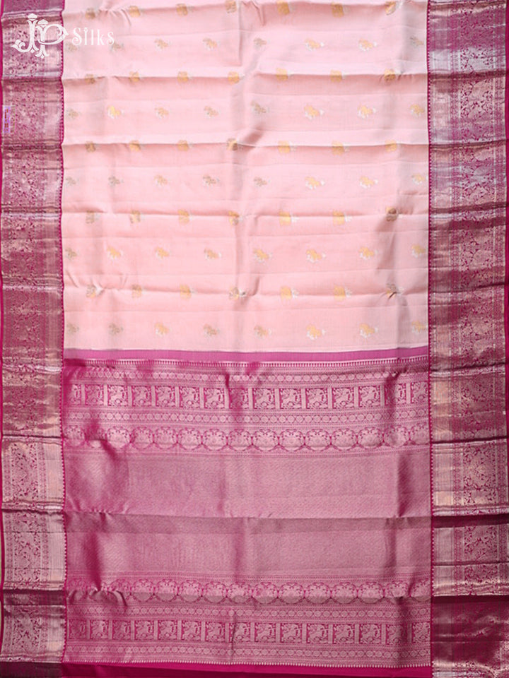 Baby Pink & Dark Hot Pink Kanchipuram Silk Saree - G851