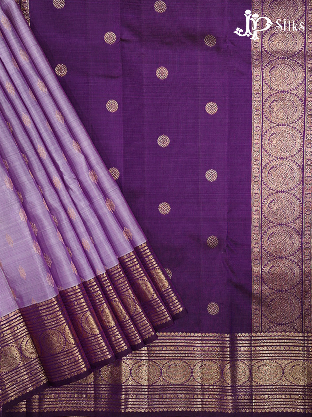 Lavender & Deep Purple Kanchipuram 2G Zari Silk Saree - G866
