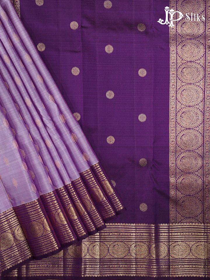 Lavender & Deep Purple Kanchipuram 2G Zari Silk Saree - G866