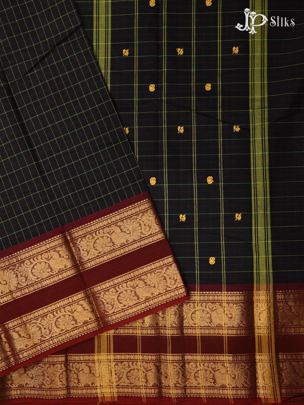 Black Theni Cotton Saree - G876
