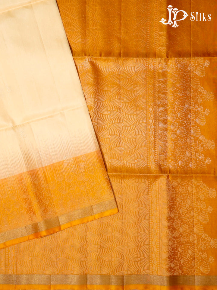 Off White and Mustard Soft Silk Saree - G424 “View2”