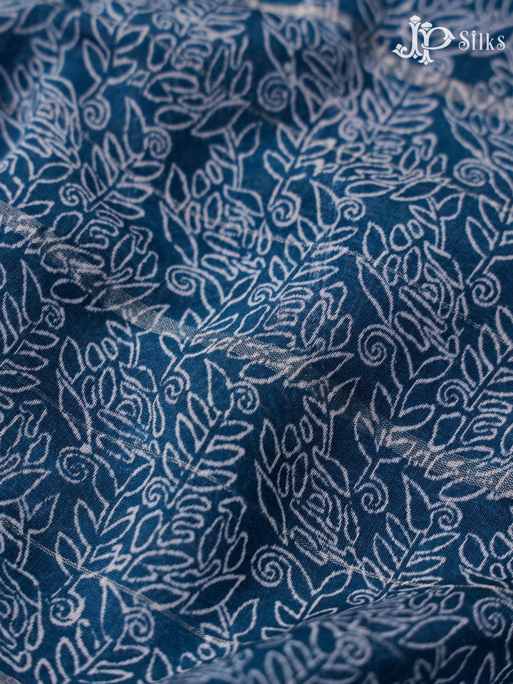 Teal Blue Semi Chanderi Saree - F2803