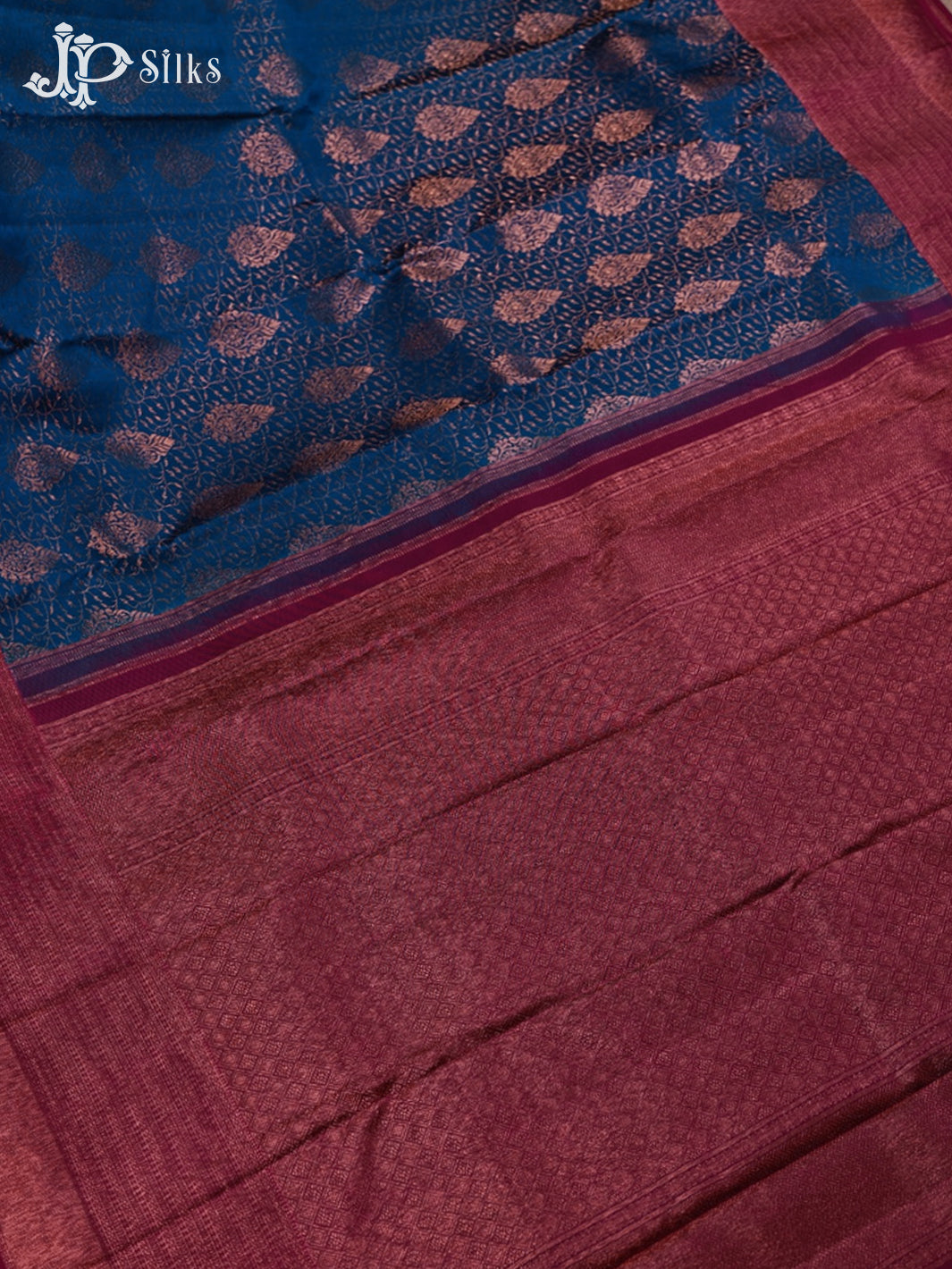 Cobalt Blue with Dark Magenta Kanchipuram Silk Saree - E2484 - View 3