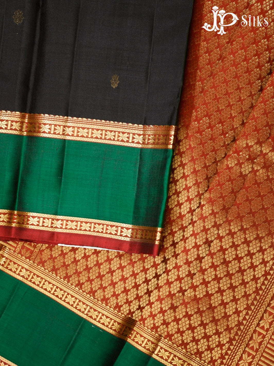 Black and Maroon Kanchipuram Silk Saree - G321 “View5”