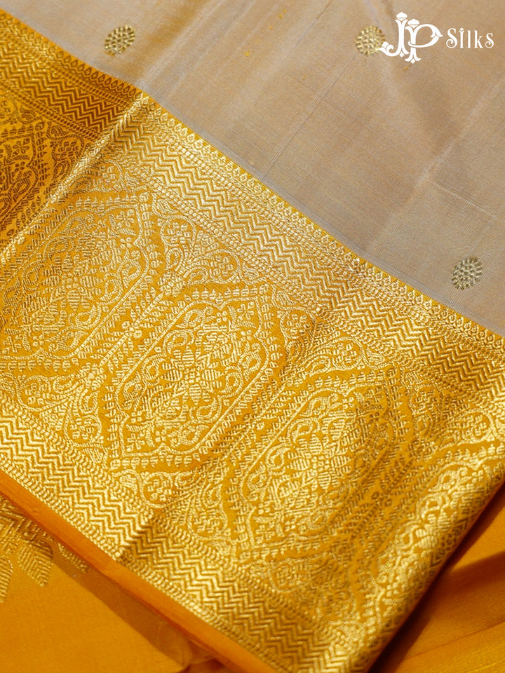 Beige-Gold and Yellow Kanjivaram Silk Saree - G420