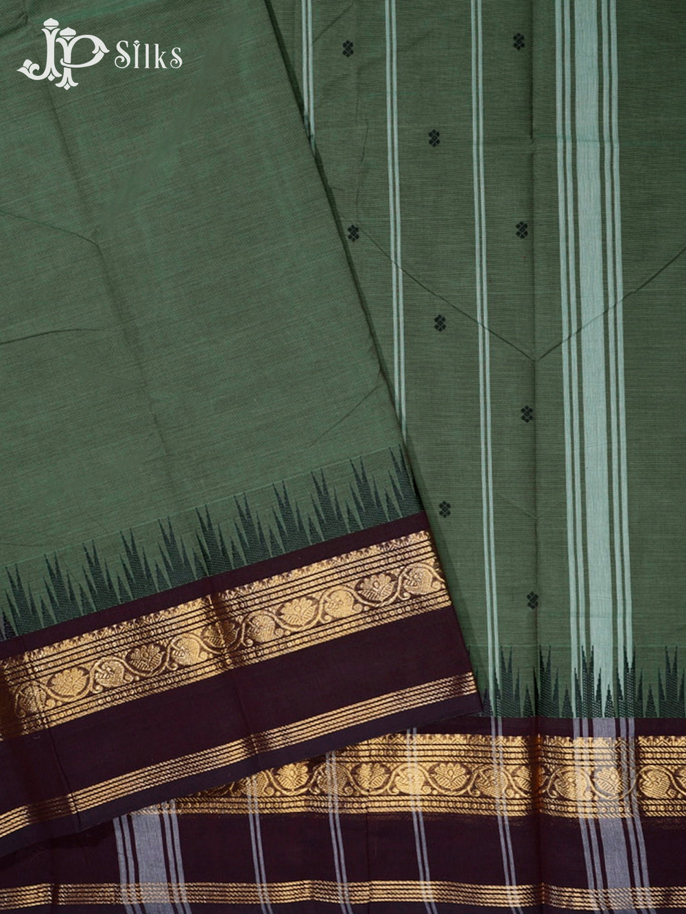 Hunter Green Theni Cotton Saree - G416 “View2”