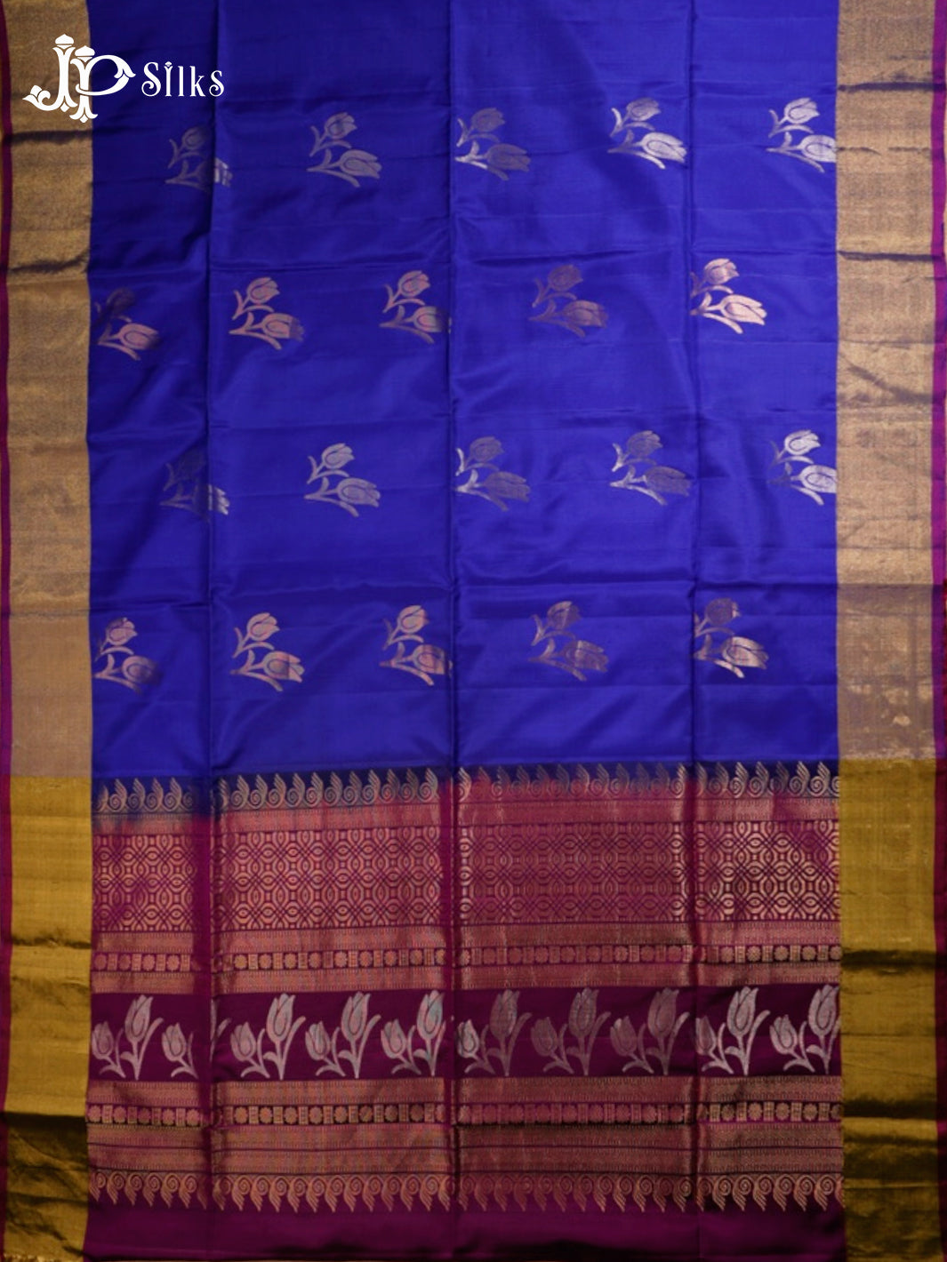 Ink Blue & Purple Soft Silk Saree - D4107-view4