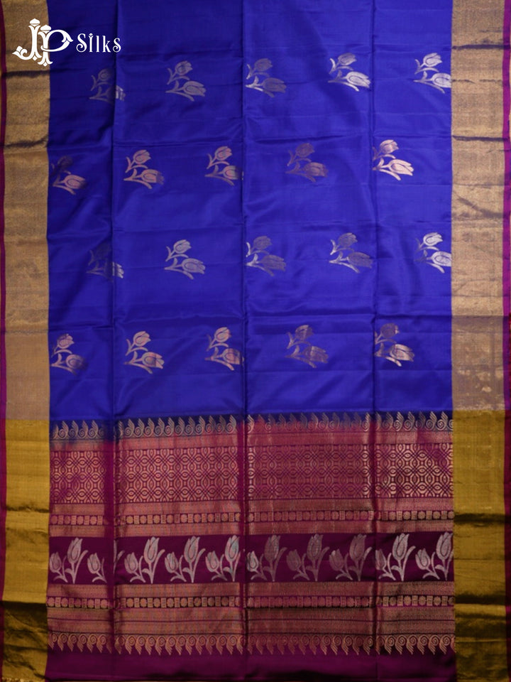 Ink Blue & Purple Soft Silk Saree - D4107-view4