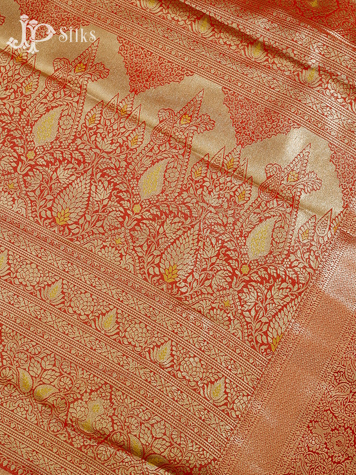 Yellow and Red Art Silk Saree - H16