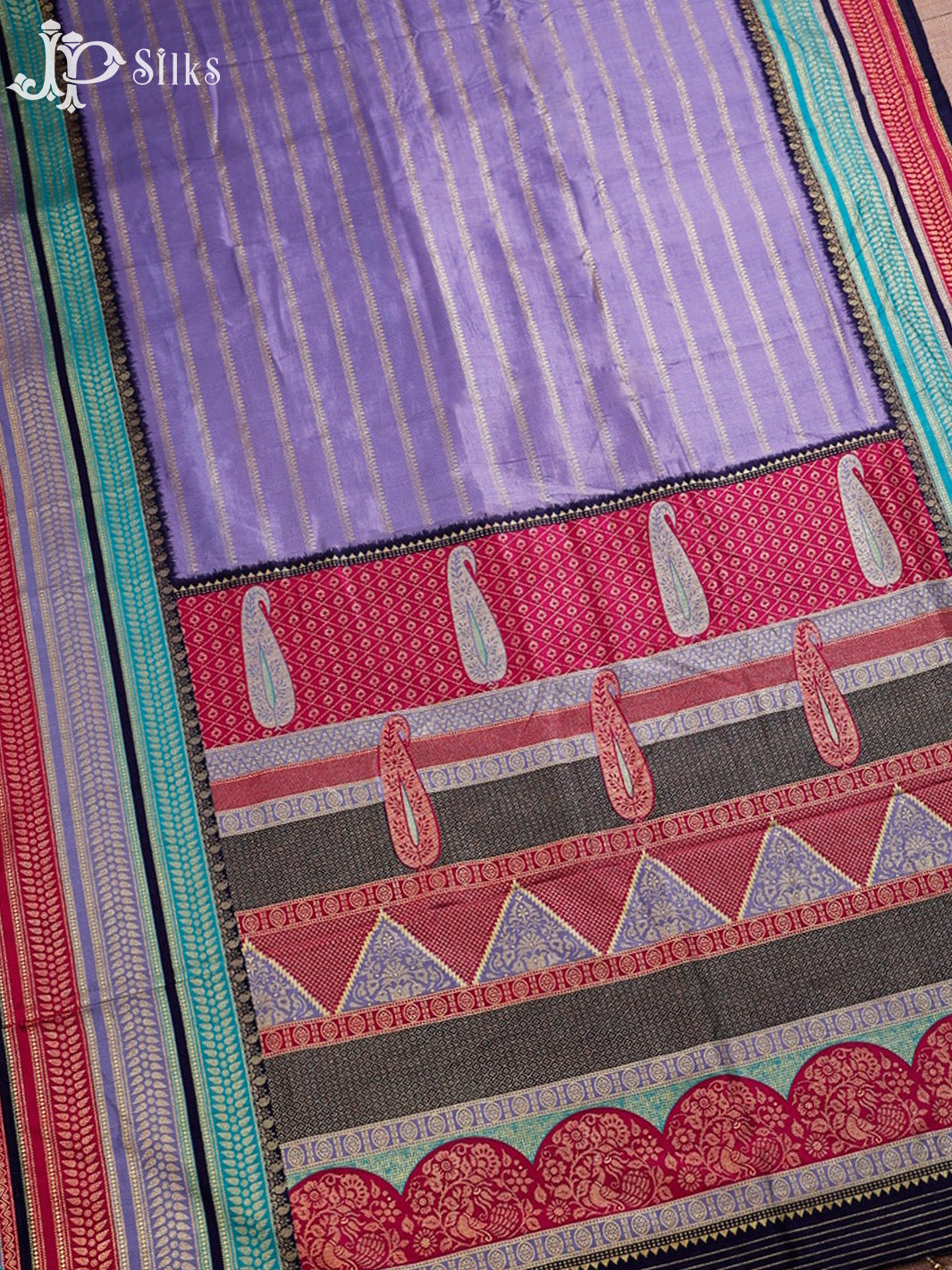 Lavender Khadi Print Banarasi Saree - F3347