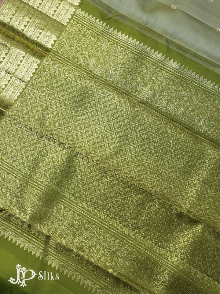 Light Green with Olive Green Kanchipuram Silk saree - F2365 - View 5