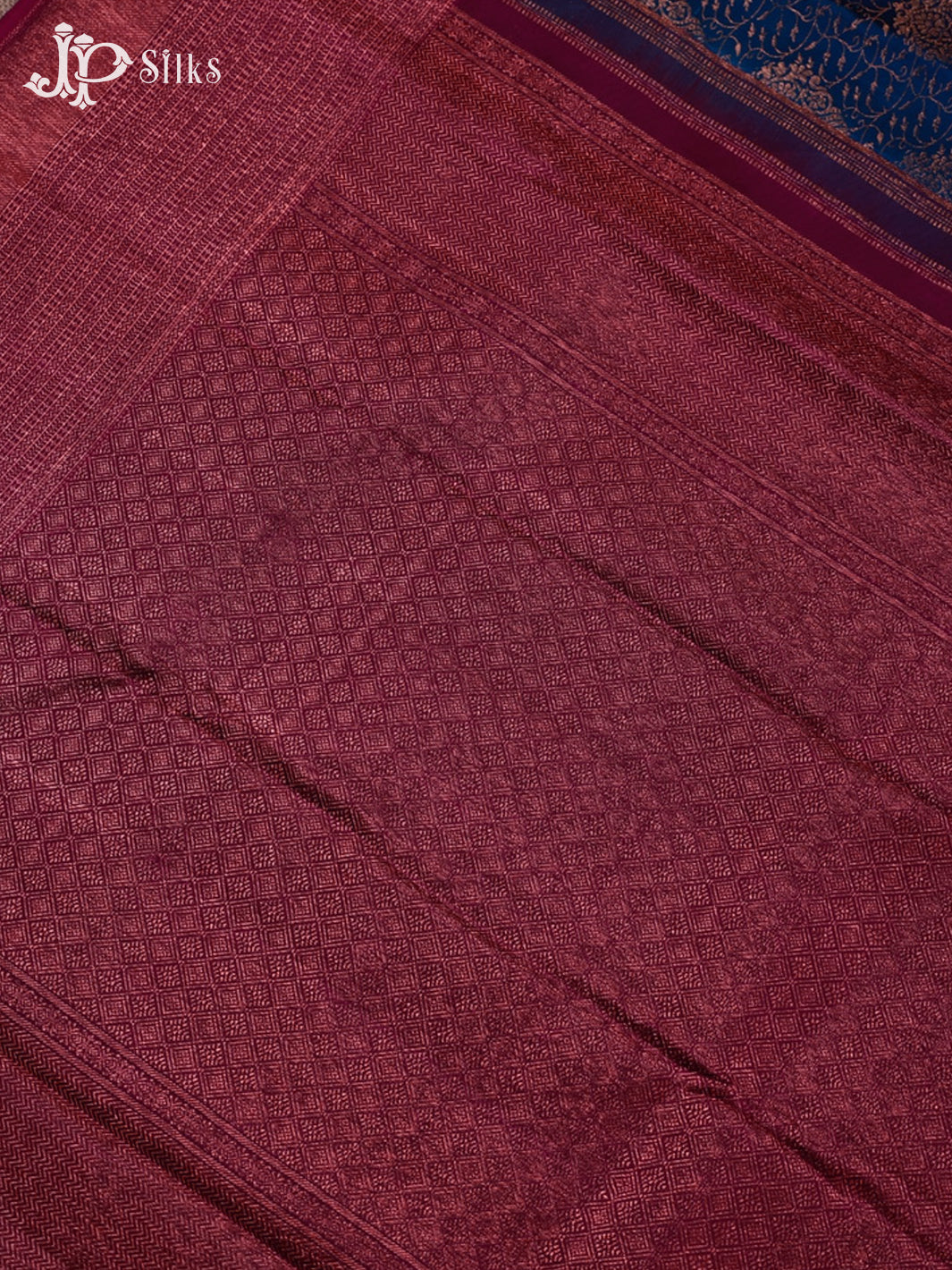 Cobalt Blue with Dark Magenta Kanchipuram Silk Saree - E2484 - View 6