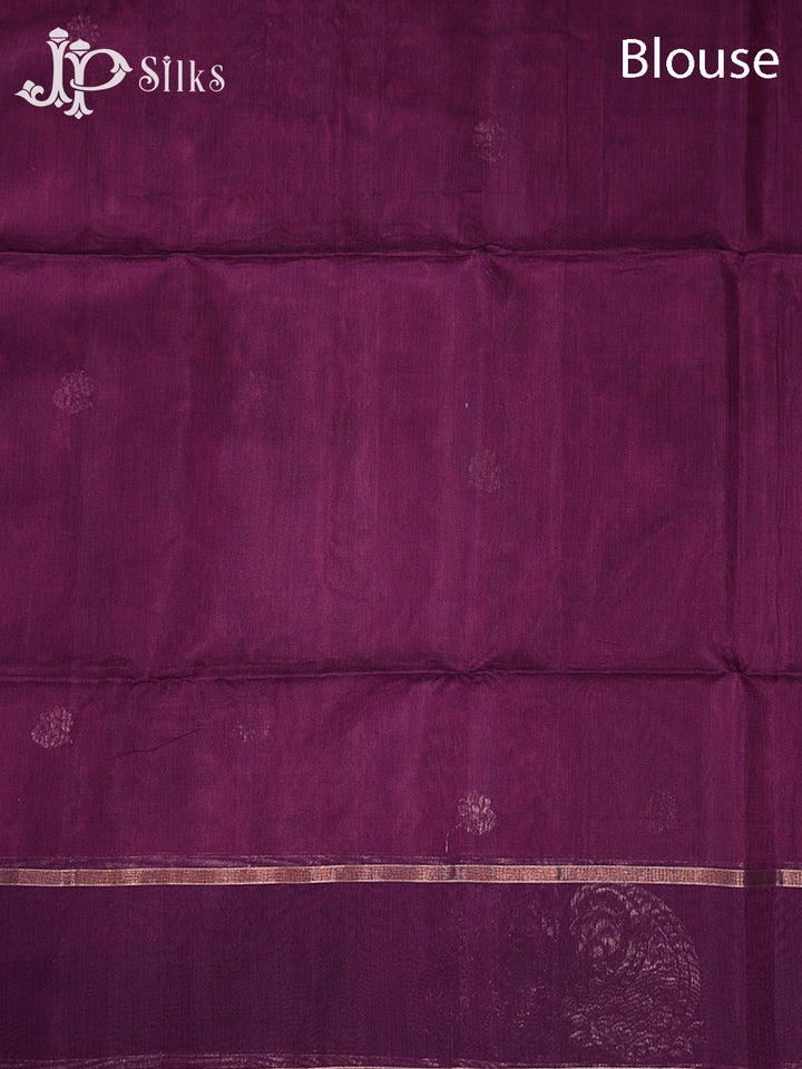 Burgundy and Deep Violet Kora Cotton Saree - G920