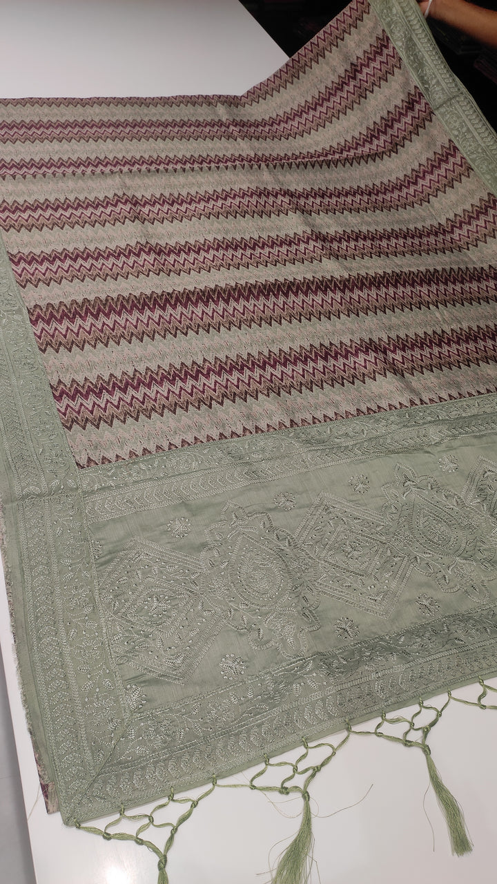 Pastel Green Semi Tussar Saree - E548