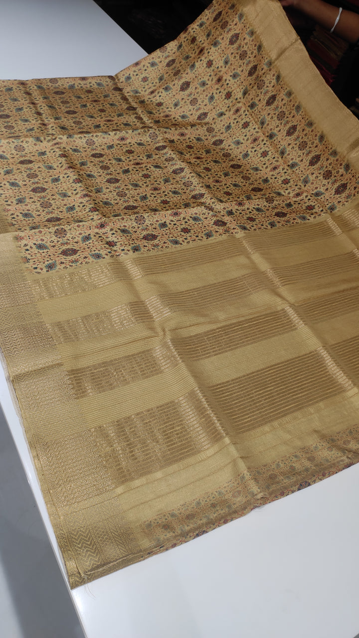 Light Yellow Semi Tussar Saree - E1273