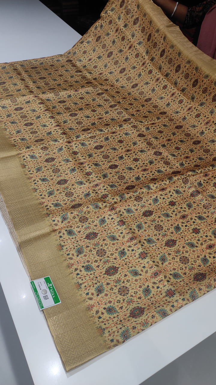 Light Yellow Semi Tussar Saree - E1273