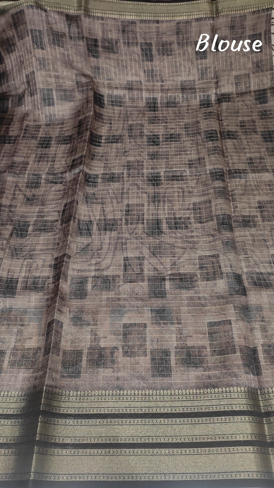 Light Grey and Black Semi Tussar Saree - G185