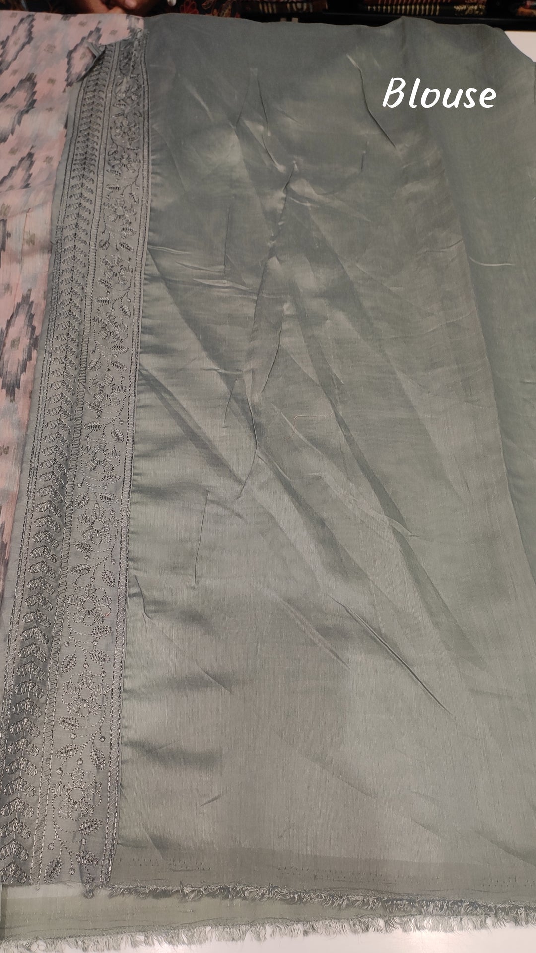 Pastel Grey Semi Tussar Saree - E542