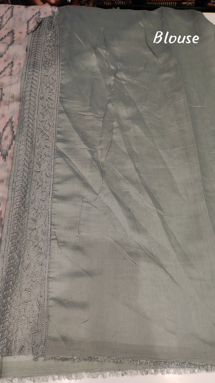 Pastel Grey Semi Tussar Saree - E542