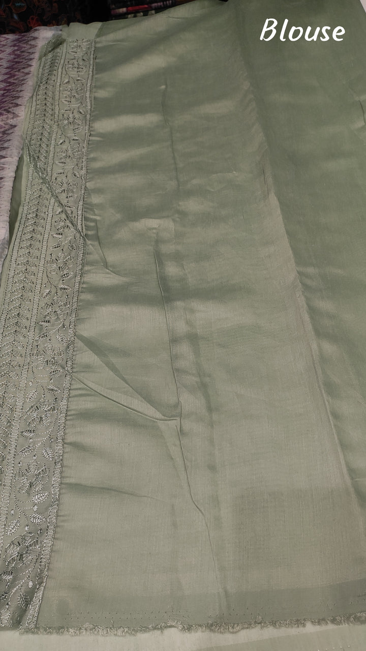 Pastel Green Semi Tussar Saree - E548