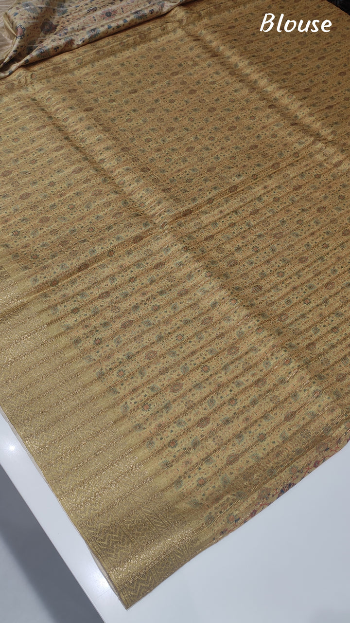 Light Yellow Semi Tussar Saree - E1273