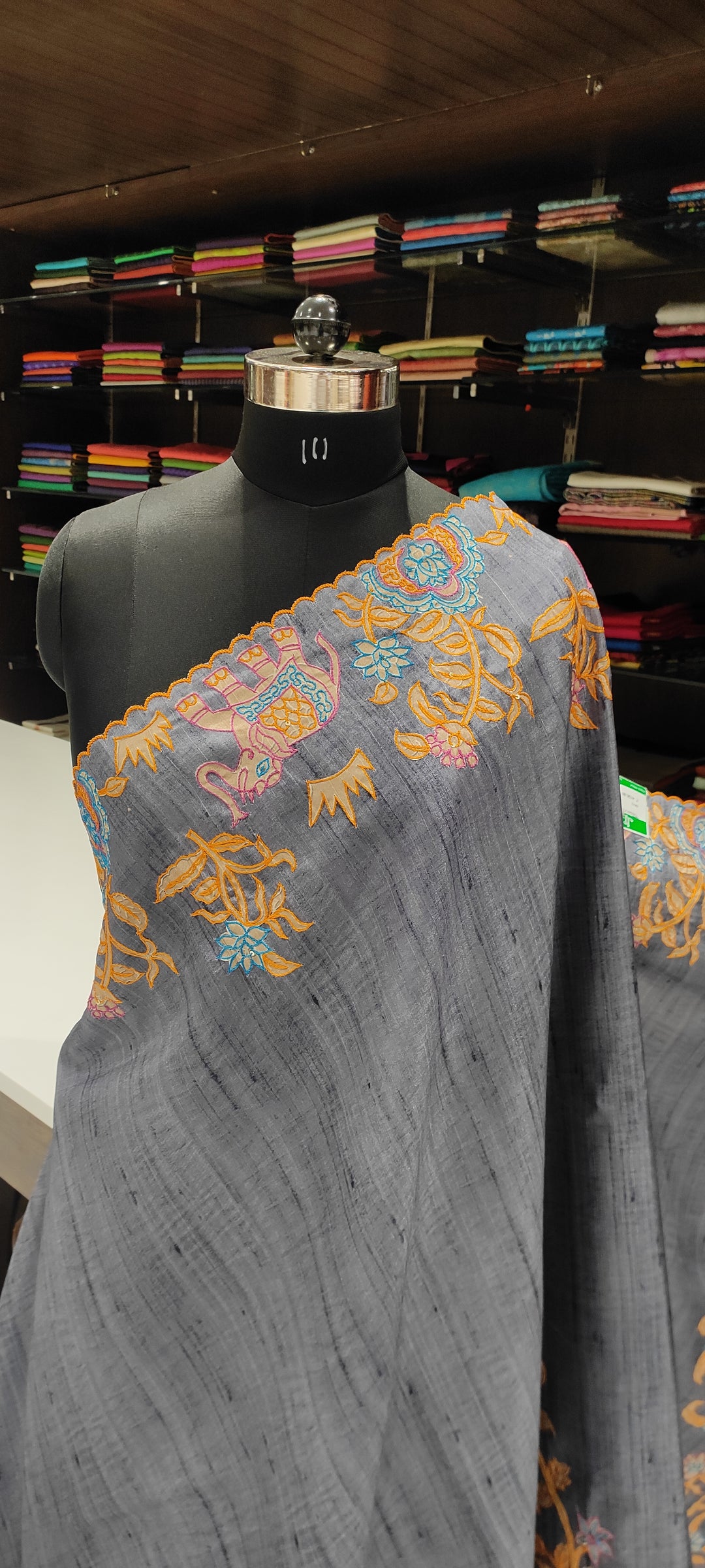 Grey Semi Tussar Saree - G612-view