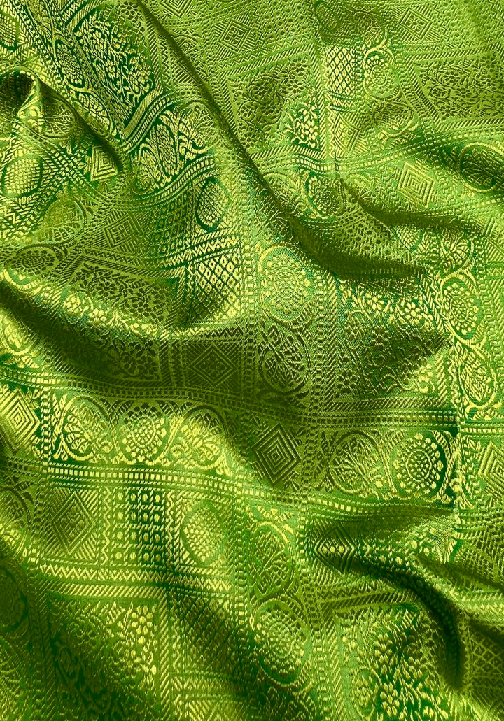 Green and Rama Blue Kanchipuram Pure Silk Saree - D7251