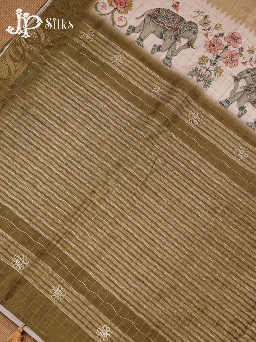 Light Greenish Brown Semi Tussar Saree - G609-view7