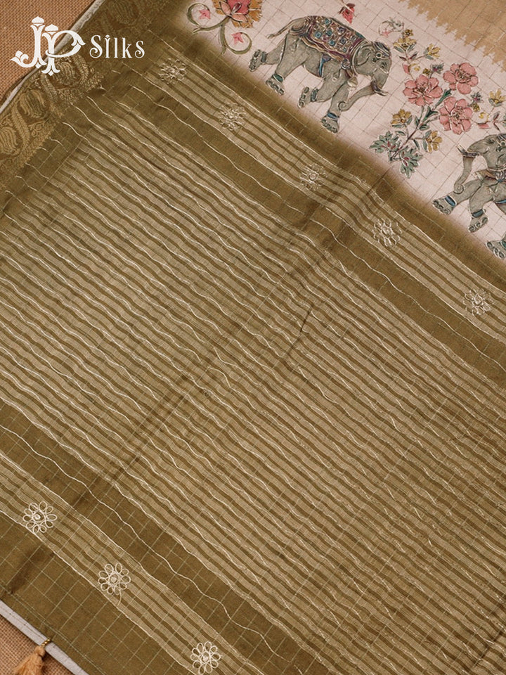 Light Greenish Brown Semi Tussar Saree - G609-view7