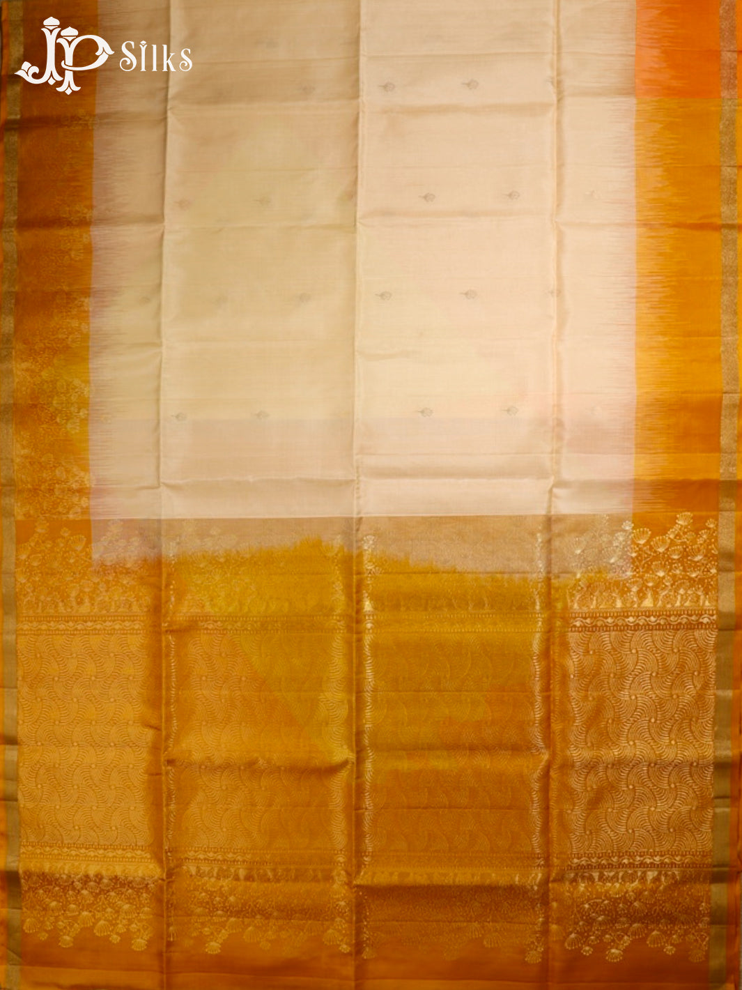 Off White and Mustard Soft Silk Saree - G424 “View4”