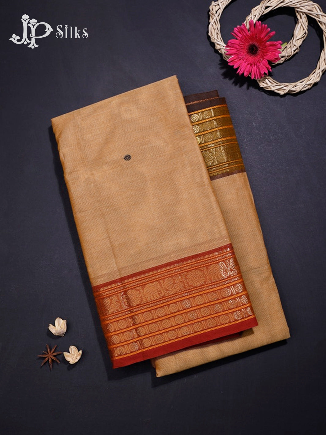 Light Brown Theni Cotton Saree - G412 “View1”
