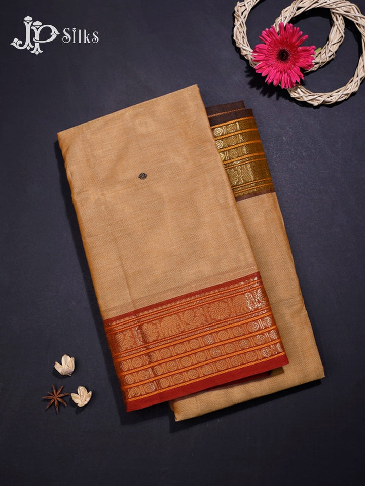 Light Brown Theni Cotton Saree - G412 “View1”