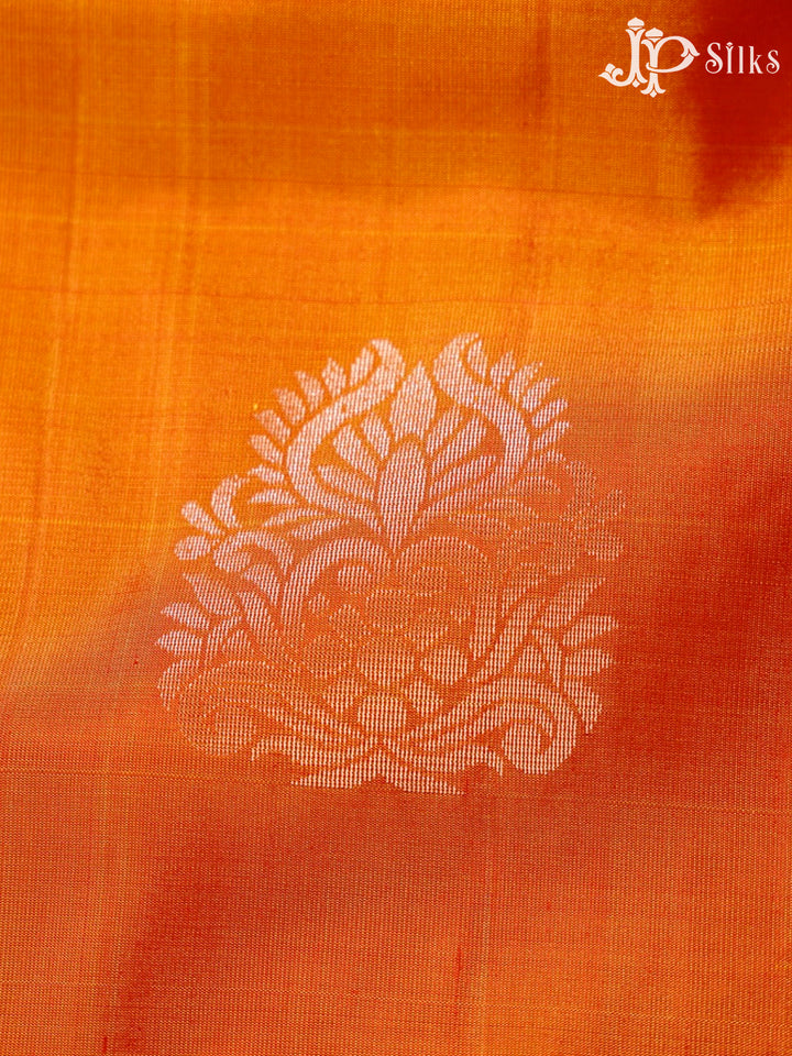 Rust Orange & light Green Soft Silk Saree - C2000-view3